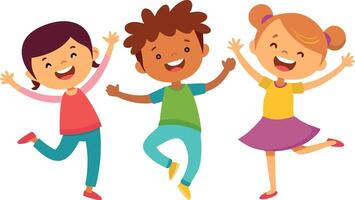 Three children are playing and smiling vector