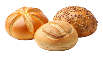 Three different types of bread are shown, with one being a round bread png
