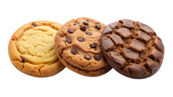 Three different types of cookies are stacked on top of each other png
