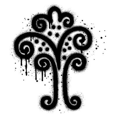 Abstract tree graffiti isolated on white background.