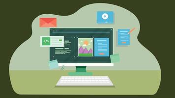 Computer screen mockup graphic illustration on solid background vector