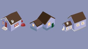 isometric houses with abstract solid background illustration vector