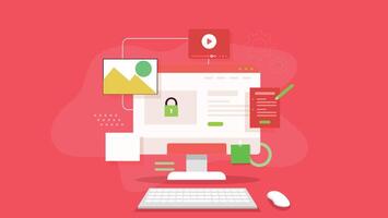 Computer screen mockup graphic illustration on solid background vector