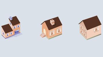 isometric houses with abstract solid background illustration vector