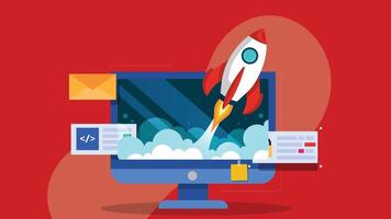 Computer screen mockup graphic illustration on solid background vector