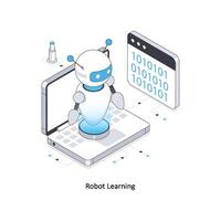 Robot Learning isometric stock illustration. EPS File stock illustration vector