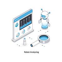 Robot Analyzing isometric stock illustration. EPS File stock illustration vector