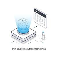 Brain Development Brain programming isometric stock illustration. EPS File stock illustration vector