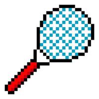Tennis racket in pixel art style vector