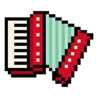 Accordion instrument in pixel art style vector