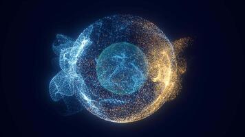abstrakt farbig hell glühend Hintergrund mit ein Kugel Ader Atom Energie video