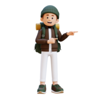 3D Traveller Character Pointing to the Left Pose png