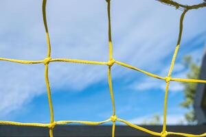 close-up view of the net of a soccer goal photo