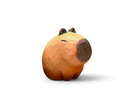 Cute miniature capybara made of wood on a white background photo