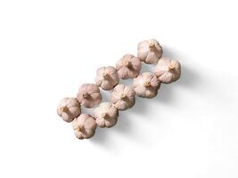 number of garlic on a white background photo