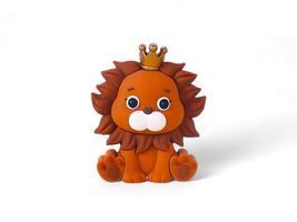 Miniature of lion cartoon isolated on white photo
