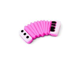 miniature piano accordion musical instrument on a white background photo