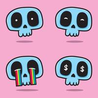 skull expression with kawaii style vector