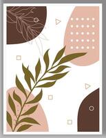 Botanical wall art . boho foliage line art drawing with abstract shape. vector