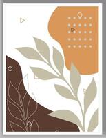 Botanical wall art . boho foliage line art drawing with abstract shape. vector