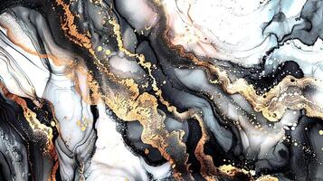 Modern Artistic Design with Gold, Blue, Grey, and Turquoise Accents, Fluid Ink and Watercolor Patterns, Abstract Waves and Swirls, and Luxurious Marble Texture Background photo