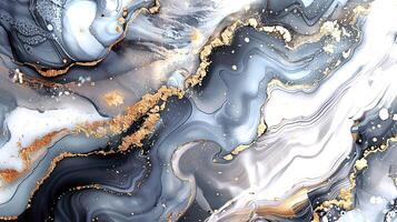 Modern Artistic Design with Gold, Blue, Grey, and Turquoise Accents, Fluid Ink and Watercolor Patterns, Abstract Waves and Swirls, and Luxurious Marble Texture Background photo