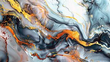 Modern Artistic Design with Gold, Blue, Grey, and Turquoise Accents, Fluid Ink and Watercolor Patterns, Abstract Waves and Swirls, and Luxurious Marble Texture Background photo