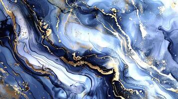 Modern Artistic Design with Gold, Blue, Grey, and Turquoise Accents, Fluid Ink and Watercolor Patterns, Abstract Waves and Swirls, and Luxurious Marble Texture Background photo