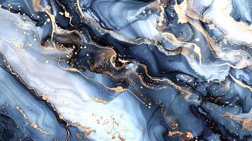 Modern Artistic Design with Gold, Blue, Grey, and Turquoise Accents, Fluid Ink and Watercolor Patterns, Abstract Waves and Swirls, and Luxurious Marble Texture Background photo