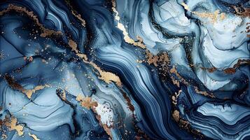Modern Artistic Design with Gold, Blue, Grey, and Turquoise Accents, Fluid Ink and Watercolor Patterns, Abstract Waves and Swirls, and Luxurious Marble Texture Background photo