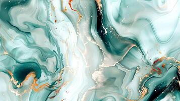 Modern blue, grey and gold abstract marble background with turquoise accents, featuring fluid liquid ink swirls and golden glitter waves in a watercolor texture a luxurious and elegant composition photo