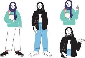 Moslem modern hijab style vector