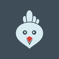 simple chicken icon illustration, abstract chicken rooster face head mascot logo icon vector