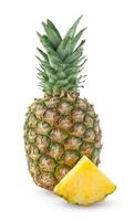 Whole and one slice of pineapple isolated on a white background photo