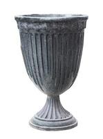 Black metal trash can in vintage style in the shape of a cup, isolated on a white background photo