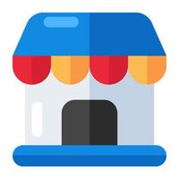 An flat design icon of shop architecture vector