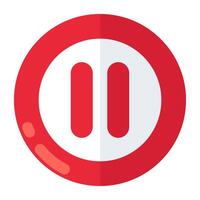Conceptual flat design icon of pause button vector
