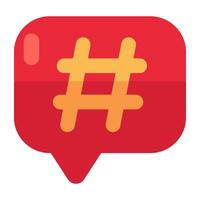 Editable design icon of hashtag message vector