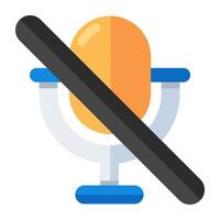 Icon of no microphone in flat design vector