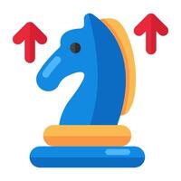 Strategy game icon, flat design of chess knight vector