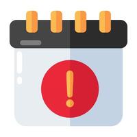 Calendar error icon, editable flat vector