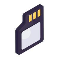 An isometric design icon if memory card vector