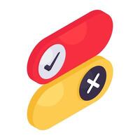 A colored design icon of toggle buttons vector