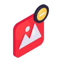 Delete photo icon, editable Flat vector