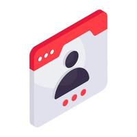 A isometric design icon of web profile vector