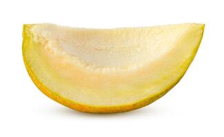 A slice of yellow melon, isolated on a white background with shadow photo