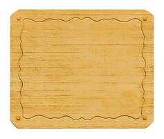 Wooden panel framed with a decorative pattern isolated on a white background photo