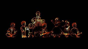 Glowing looping Columbus Day diverse celebrations of Columbus Day. neon frame effect, black background. video