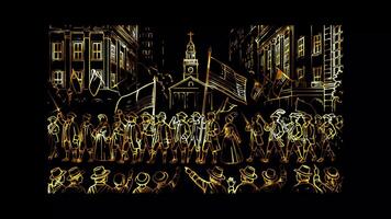 Glowing looping Columbus Day first celebration of Columbus Day in the United States. neon frame effect, black background. video