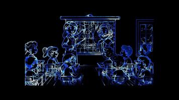Glowing looping Columbus Day classroom learning about Columbus Day. neon frame effect, black background. video